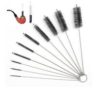 YAPKOLV Juego de 10 cepillos de tubo de acero inoxidable (negro), para pajitas, biberones, tubos de leche, de nailon, para tubos de ensayo, teteras, bebidas, pajitas