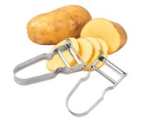 YAPKOLV Pelador económico y de patatas, 2 piezas, doble filo con hoja giratoria, extra afilado, 2 universales de acero inoxidable para verduras, frutas y patatas, pelapatatas manual