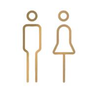 YAPKOLV Símbolo para Señalización de Baño Adhesivo Acrílico, Señales Baño, Signo Mujer Hombre, Placa Puerta WC, Cartel Baño y Aseos, Pack Señales de Aseo (Dorado)