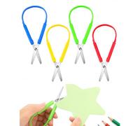 YAPKOLV Tijeras Seguridad Niños Pack 4 | Tamaño Pequeño Azul Amarillo Verde Rojo | Punta Redondeada Antideslizante para Manualidades Corte Papel para Preescolares