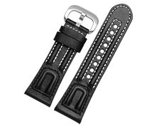 yapong Correa de cuero para reloj Seven Fridays M2/02/P1B/M1/M2/S2/Q2, correa de reloj vintage con interfaz plana(White line silver)