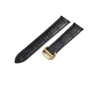 yaponuk Correa de cuero genuino para reloj Tank London Solo, resistente al agua, cómoda y de una sola cola.(Black-Golden-Z4,20mm)