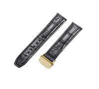 yaponuk Correa de cuero genuino transpirable para reloj Maurice Lacroix Pontos PT615LC6017.(Black-Golden,20mm)