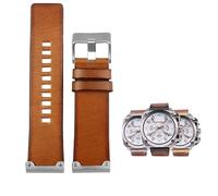yaponuk Correa de cuero para reloj Diesel DZ4318 DZ4283 DZ4281 DZ4323 DZ7343. Pulsera de piel de vaca para hombre.(B brown silver pin,24mm)
