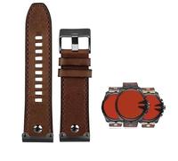yaponuk Correa de cuero para reloj Diesel DZ4318 DZ4283 DZ4281 DZ4323 DZ7343. Pulsera de piel de vaca para hombre.(A brown black pin,26mm)