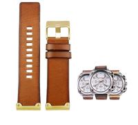 yaponuk Correa de cuero para reloj Diesel DZ4318 DZ4283 DZ4281 DZ4323 DZ7343. Pulsera de piel de vaca para hombre.(B brown golden pin,28mm)