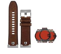 yaponuk Correa de cuero para reloj Diesel DZ4318 DZ4283 DZ4281 DZ4323 DZ7343. Pulsera de piel de vaca para hombre.(A brown silver pin,28mm)
