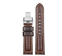 yaponuk Correa de cuero para reloj Hamilton Jazzmaster Khaki Aviation, correa de piel de vaca con hebilla de mariposa, cadena de reloj para hombre(Browns,22mm)