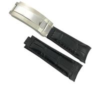 yaponuk Correa De Reloj De Cuero Genuino Con Extremo Curvo De 20mm Para Rolex GMT Submariner Hulk Oyster Correa De Reloj Con Hebilla De Bloqueo Deslizante(Black)