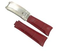 yaponuk Correa De Reloj De Cuero Genuino Con Extremo Curvo De 20mm Para Rolex GMT Submariner Hulk Oyster Correa De Reloj Con Hebilla De Bloqueo Deslizante(Red)