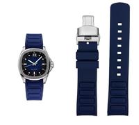 yaponuk Correa de reloj de goma curva para hombre para Mido Multifort TV M049.526 Sport Watchband de liberación rápida, correa de silicona verde y azul.(Blue silver Folding)