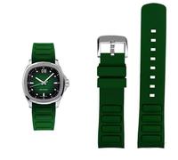 yaponuk Correa de reloj de goma curva para hombre para Mido Multifort TV M049.526 Sport Watchband de liberación rápida, correa de silicona verde y azul.(Green silver pin)