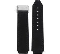 yaponuk Correa de reloj de goma de cuero de 26 * 19mm para HUBLOT Big Bang Series Classic Fusion Universe, correa de reloj para hombre con hebilla de mariposa(Matte Black Silver)