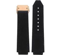 yaponuk Correa de reloj de goma de cuero de 26 * 19mm para HUBLOT Big Bang Series Classic Fusion Universe, correa de reloj para hombre con hebilla de mariposa(Matte Black Rose)