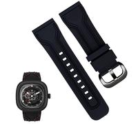 yaponuk Correa de reloj de goma resistente al agua para Seven Friday, cadena de reloj a prueba de sudor, correa negra y naranja de 28mm para hombre(Black black)