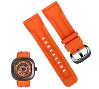 yaponuk Correa de reloj de goma resistente al agua para Seven Friday, cadena de reloj a prueba de sudor, correa negra y naranja de 28mm para hombre(Orange black)