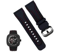yaponuk Correa de reloj de goma resistente al agua para Seven Friday, cadena de reloj a prueba de sudor, correa negra y naranja de 28mm para hombre(Black Red Black)