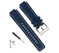 yaponuk Correa de reloj de lona para hombre adecuada para Timex Tide Compass T2N720 T2N721 T2N739 accesorios de repuesto de correa de reloj de nailon(Blue White Silver)