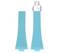 yaponuk Correa de reloj FKM para Tissot PRX Series Super Player Convex para hombre, correa de caucho fluorado con hebilla de mariposa, accesorios(Light blue Clasp)