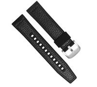 yaponuk Pulsera Reloj Cuero+silicona Para Seiko Skx Sport Brazalete Para Omega Seamaster Plant Ocean Correa Reloj Con Hebilla Acero(Crocodile-black-01)