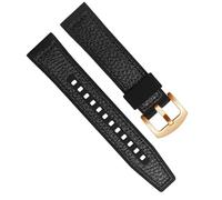 yaponuk Pulsera Reloj Cuero+silicona Para Seiko Skx Sport Brazalete Para Omega Seamaster Plant Ocean Correa Reloj Con Hebilla Acero(Crocodile-black-03)