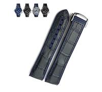 yaponuk Pulseras De Extremo Curvo De Cuero De Goma Correa De Reloj Para Omega Seamaster 300 Speedmaster AT150 HydroConquest Correa Deportiva 19mm 20mm 21mm 22mm(Blue leather blue,20mm)