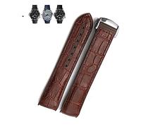 yaponuk Pulseras De Extremo Curvo De Cuero De Goma Correa De Reloj Para Omega Seamaster 300 Speedmaster AT150 HydroConquest Correa Deportiva 19mm 20mm 21mm 22mm(Brown leather brown,19mm)
