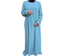 Yaqeen Jazz Abaya - Vestido largo con bolsillos laterales Muslimah, vestido de oración islámica, ideal para uso casual, mezquita, madrasa, ramadán, Eid, Hajj, Umrah, verde menta, talla única