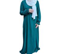 Yaqeen Jazz Abaya - Vestido largo con bolsillos laterales Muslimah, vestido de oración islámica, ideal para uso casual, mezquita, madrasa, ramadán, Eid, Hajj, Umrah, Verde esmeralda., talla única