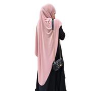 Yaqeen Jersey Khimar - Hiyab largo de corte de diamante para musulmana, pañuelo para la cabeza, pañuelo para la cabeza, vestido de oración, chales musulmanes, rosa, talla única