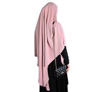 Yaqeen Khimar Triángulo largo Hiyab para Muslimah de una pieza suave tela crepé bufanda material Chadors Arabia vestido de oración islámico chales musulmanes cubierta del cuerpo, rosa (b), talla única