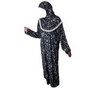 Yaqeen Vestido de oración islámico de una pieza para mujer, caftán Dubatta, talla única, Khimar, elástico, licra, ideal para todos los días, hogar, trabajo, viajes, haj, umrah Ramadán, Negro 3, 44
