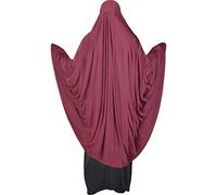 Yaqeen XL Khimar de una pieza Hijab elástico material de Lycra Talla grande Juego de oración, borgoña, Talla única