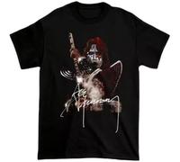 YAQINUO Ace Frehley Signture Black T Shirt Casual Graphic Tops Black XL