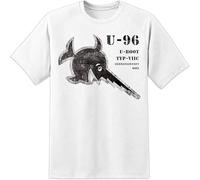 YAQINUO Das Boot T-Shirt U-96 German U båt Film ubåt Ww2 krig skrattande sågfisk White XXL