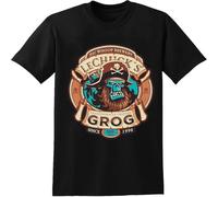 YAQINUO LECHUCKS Grog T Shirt Monkey Island Pirate Men's Unisex Tees Black L