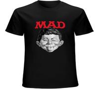 YAQINUO Mad Magazine Alfred E Newman Retro 1970s Men's T Shirt Unisex Mens Tees Black L