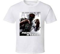 YAQINUO Men's Real Steel Atom Movie Summer T Shirt Short Sleeve White L