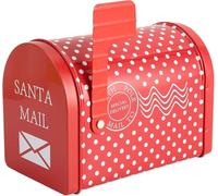 Yaqor Buzón Decorativo Cartas para Papá Noel - Decoración 13 cm, Buzón Navideño Rojo con Bandera Móvil, Diseño Clásico Santa Claus, Ideal para Niños, Familia y Decoración de Navidad