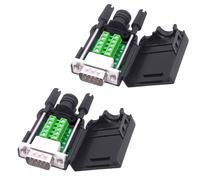 YARCHONN DB9 - Conector sin soldadura para placa RS232 D-SUB de 9 pines en serie, bloque de terminales con caso, 2 unidades (macho)