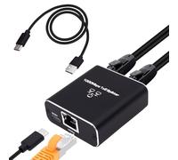 YARCHONN Divisor Ethernet 1 a 2 Gigabit RJ45 Ethernet Splitter 1000Mbps RJ45 Network Switch 8P8C LAN Internet Extender 1 en 2 salidas adaptador con cable USB para concentrador de computadora