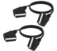 YARCHONN SCART a SCART - Cable adaptador de plomo con cable completo de 21 pines macho a macho, niquelado, audio y vídeo, adaptador de extensión para TV VCR DVD -1,5 m/4,92FT -2 unidades