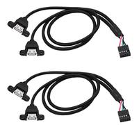 YARCHONN USB 2.0 Front Panel Header 9 Pin to USB A Adaptador Y Splitter Cable Placa base 9 Pin Header Splitter a Dual Tipo A Header Conectores con Tornillos Panel Agujeros Cable de Extensión - 50 cm