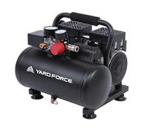 Yard Force EX ARC06 - Compresor silencioso (6 L, sin aceite y bajo mantenimiento, presión de funcionamiento de 8 bares, 67 dB silencioso, cilindro doble de 550 W (106 l/min), regulador de presión +