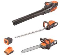 Yard Force LBN G40 40 V Kit de Herramientas de jardín: Cortasetos 60 cm | Motosierra 35 cm | soplador de Hojas 180 km/h | batería de 2,5 Ah y Cargador rápido de 1 h | Plataforma GR40