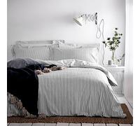 Yard furn Hebden Mélange Juego De Funda Nórdica De Algodón A Rayas - Ropa De Cama Reversible Ultra Suave (Gris - Individual - 137x200cm)