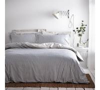 Yard El Design-2 Lino Hebden Edredón Reversible Conjunto Rayado X Fundas De Almohada Incluido Lavable A Máquina-200 Cm X 200 Cm (79" X 79" Pulgadas), Algodón, Azul/Gris/Natural, Doble