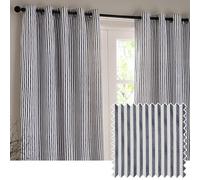 Yard furn Hebden Par De Cortinas con Ojales - Cortinas A Rayas con Forro De Algodón Ultrasuave (Azul Marino - 117x137cm)
