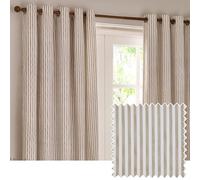 Yard furn Hebden Par De Cortinas con Ojales - Cortinas A Rayas con Forro De Algodón Ultrasuave (Natural - 117x137cm)