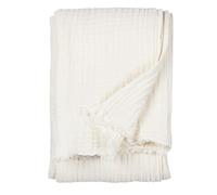 Yard furn Lark Cotton Muslin Manta - Suave Textura Arrugada Cobija (Blanco - 130x180cm)